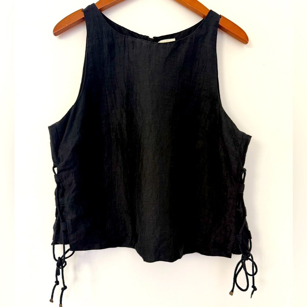HD IN PARIS Black Sleeveless Top with Side Ties Women dress Shirt Size 12